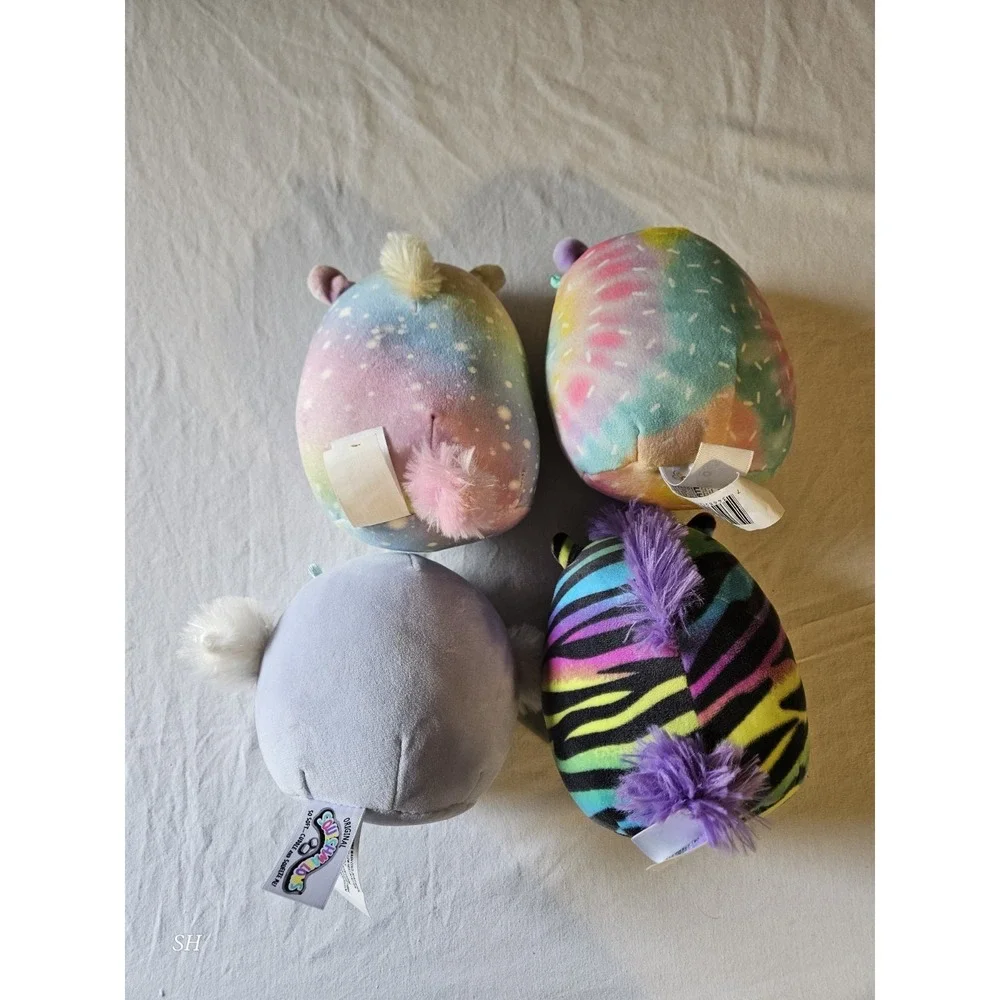 Squishmallows Plush Lot of 4 Rainbow Unicorn Bear‎ Bird Zebra Mini Stuffed...